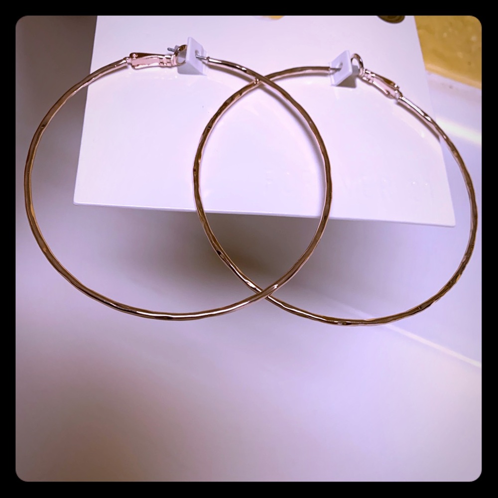 Rose Gold Textured Hoops  Add to bundle